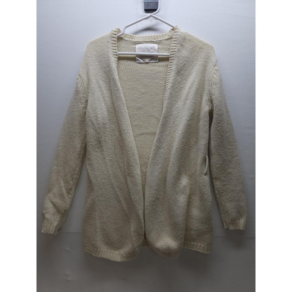 Old Navy Angora Lambs Wool Blend Cardigan Cream Knit Open Front S Cottagecore